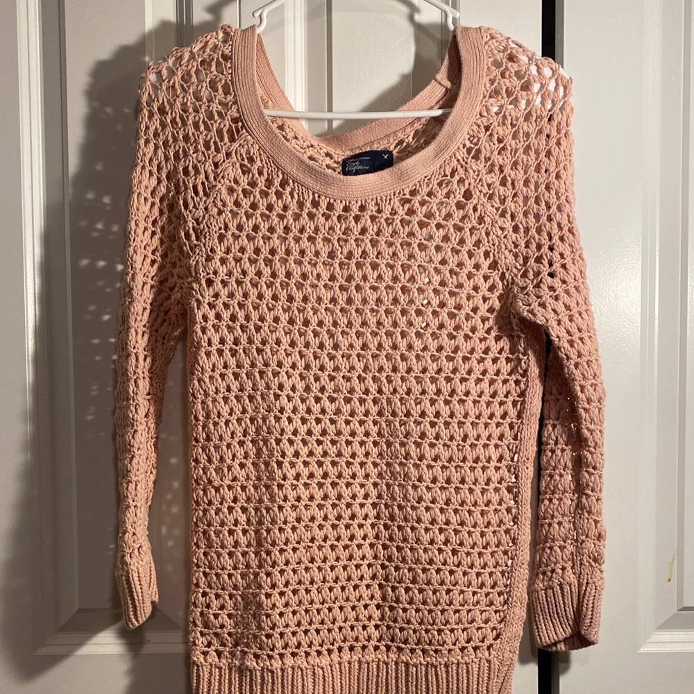 American Eagle Outfitters Blush Open-Knit Sweater